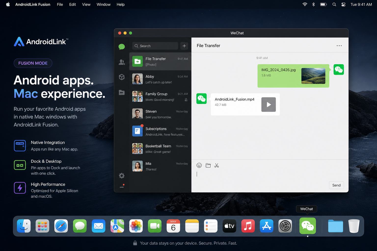 Fusion mode — Android app running as Mac window